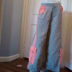 Grey and Pink Y2K vintage rave pants